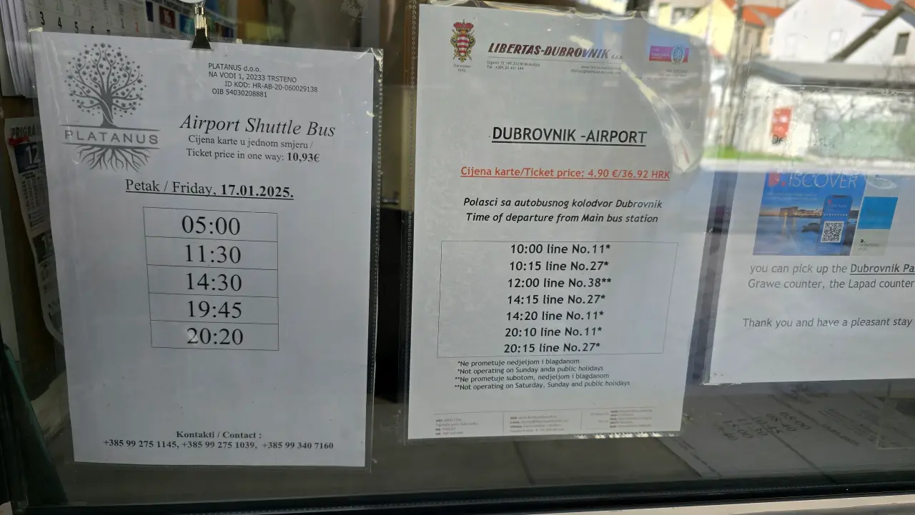 Autobus do zračne luke Dubrovnik