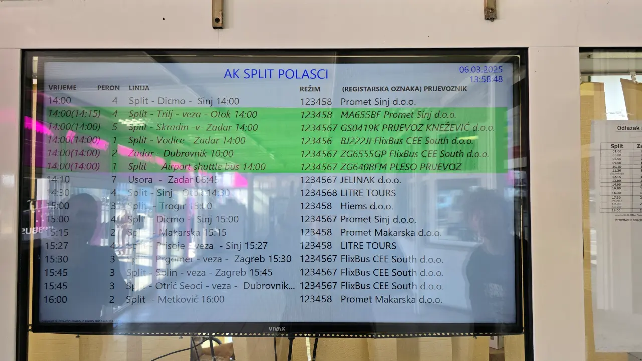 Display Busbahnhof Split